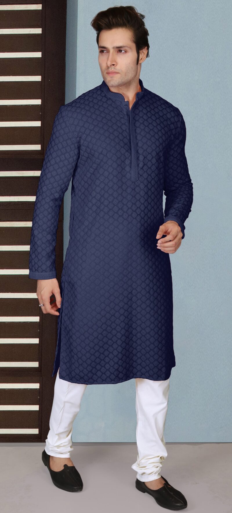 Buy White Cotton Chequered Full Sleeve Pattern Kurta With Dhoti Pant For  Men by Arihant Rai Sinha Online at Aza Fashions.